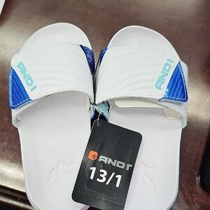 AND1 Kids Slide Sandals - White and Blue